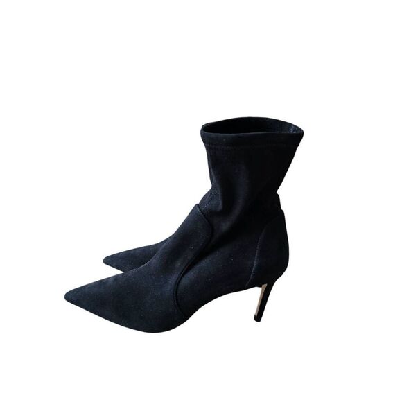 Stuart Weitzman Boots Size 7 Power Bootie Suede Leather Pointed Toe in Black NEW - Picture 2 of 8